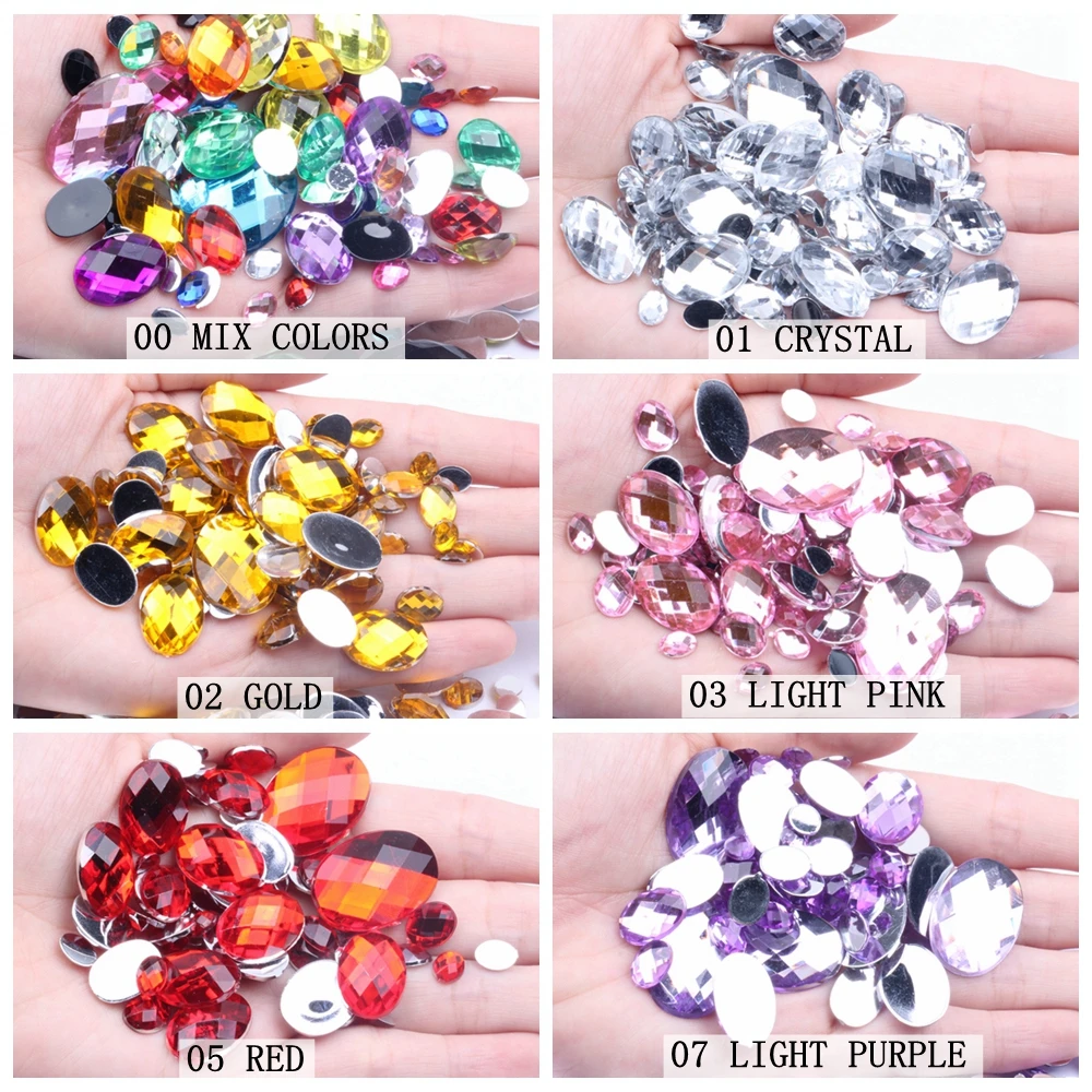 Flatback Oval Earth Faceted Many Siez And Many Colors Acrylic Craft Art DIY Gems Rhinestone Strass High Shine Nail Art Stones