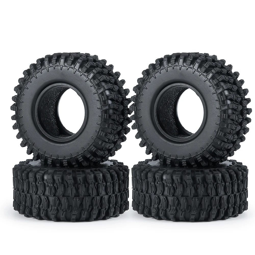 YEAHRUN 4Pcs 1.0 inch Rubber Wheel Tires 50mm 54mm For Axial SCX24 Deadbolt C10 JLU Gladiator Bronco 1/24 RC Crawler Car