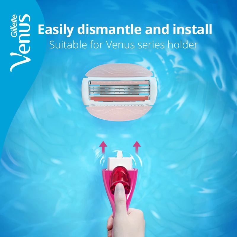 Pisau Cukur Wanita Gillette Venus 3 Lapis Pisau Cukur Pengganti Penghilang Rambut Bilah Sabun Bawaan dengan Teh Putih Beraroma