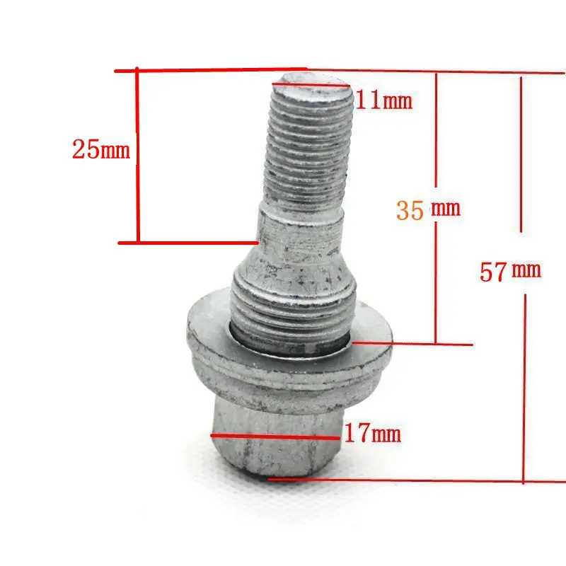 M12 x 1.25 59MM Bolt For Peugeot 1007 206 207 307 308 406 407 607 Citroen C5 C4L Wheel Bolts Screws Tires Tyre Screw Flat Seat