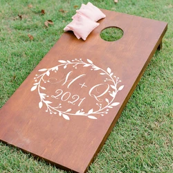 Iniziali della data personalizzate matrimonio Cornhole sposa e sposo Decal Sticker matrimonio coppia Table Party Home Decor