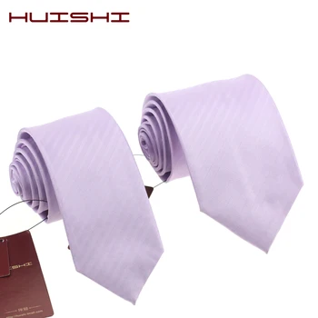 Klassische Männer täglich wasserdichte Krawatte hellviolette Unisex Hochzeit Krawatte Zubehör Sommer Geschenk Streifen Süßigkeiten Farbe feste Krawatten