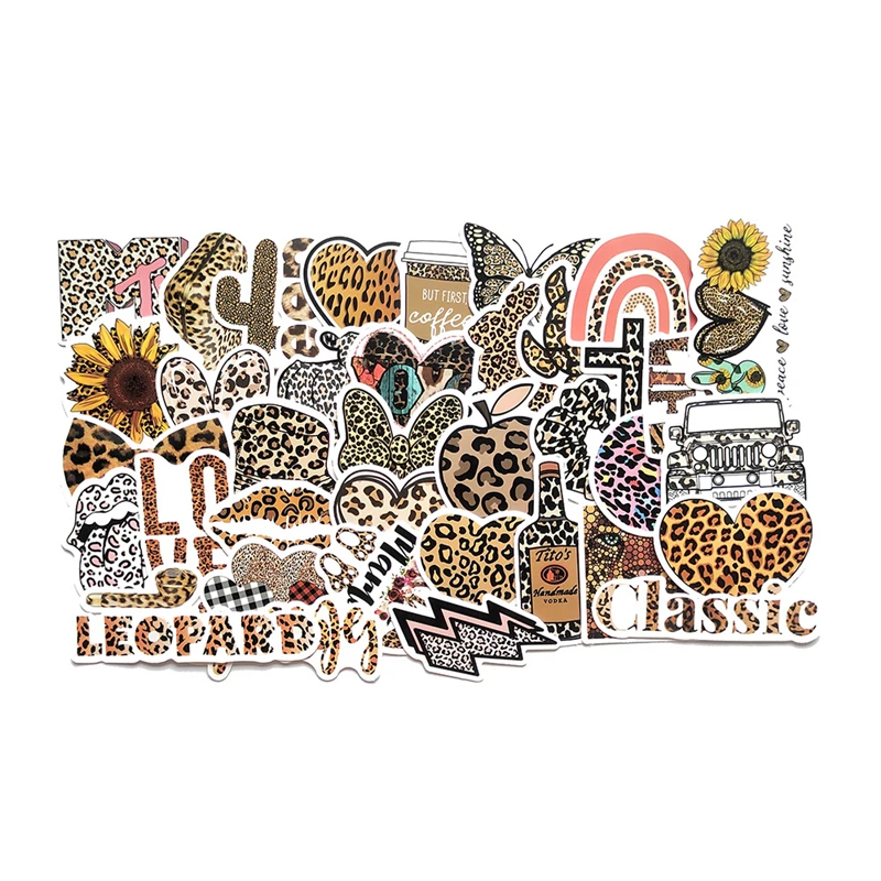 10/30/50 Pcs Fashion Sexy Leopard Print Animal Sticker Irregular Mobile Phone Computer Luggage Motorcycle Helmet Water Cup Paste