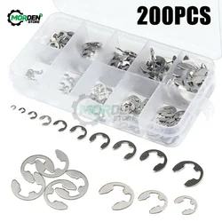 M1.5-M10 120/200 PCS 304 Stainless Steel E Clip Washer Assortment Kit Circlip Retaining Ring For Shaft Fastener Home Hardware