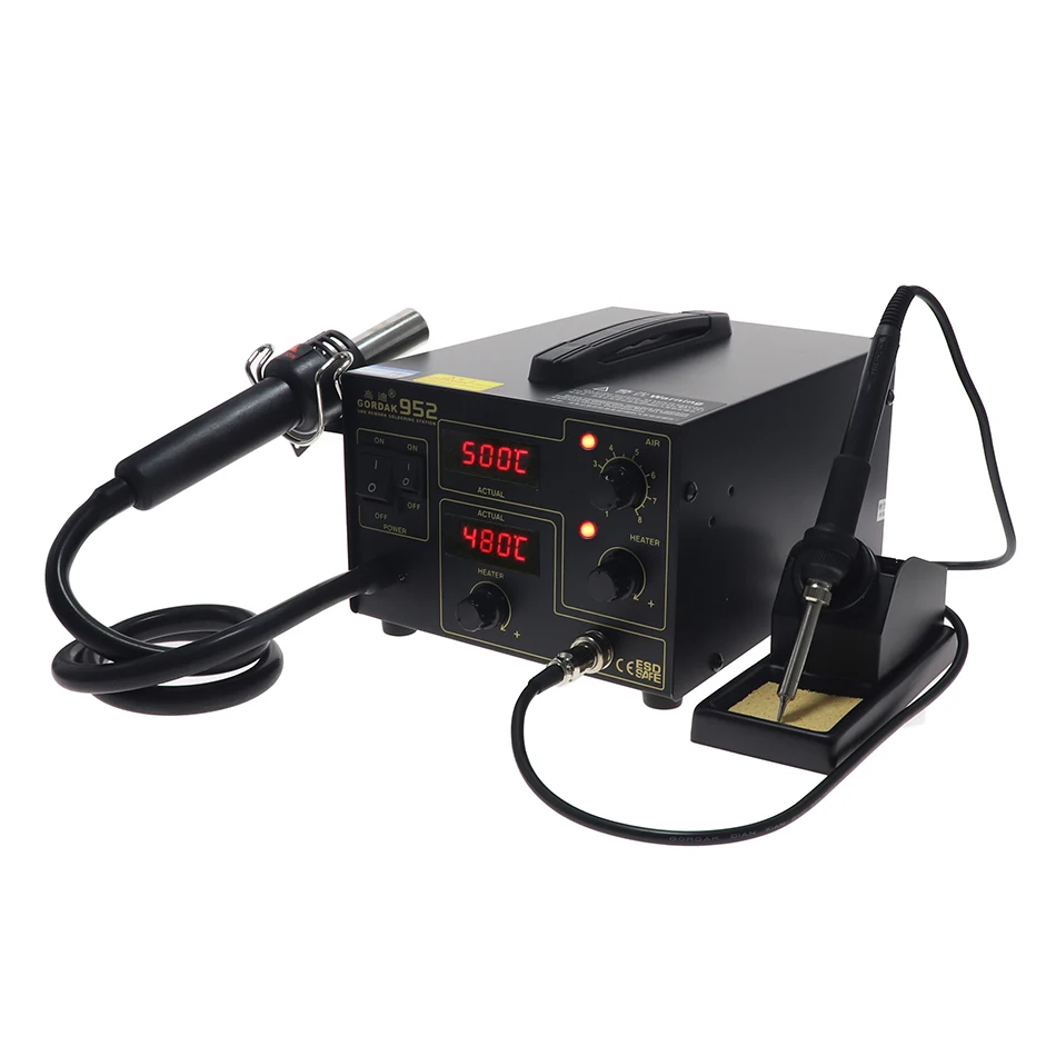 GORDAK 952 Double Digital Display 2 in 1 Rework Station Desoldering Station SMD Thermostatic Soldering Station Hot Air Gun