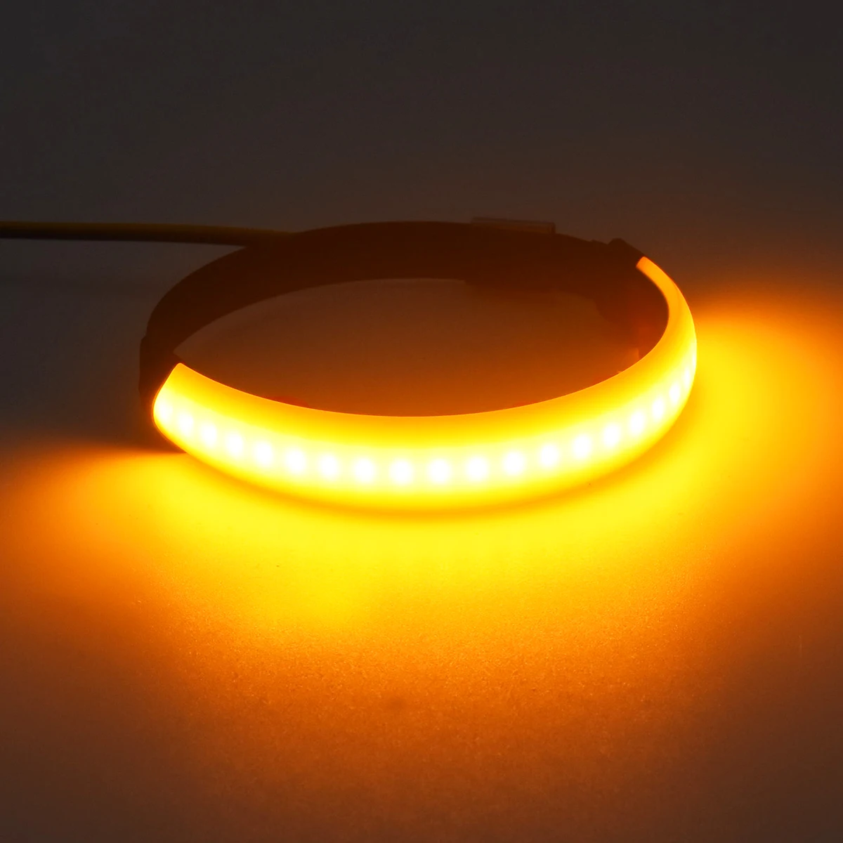 12V Flexible Waterproof Motorcycle Front Flashing Ring Blinker Fork LED Light Strip Turn Signal Amber Light Direction Indicator