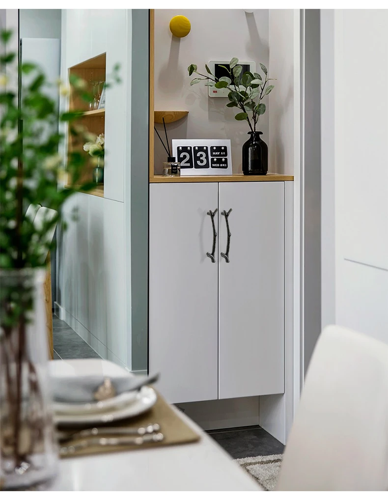 YUTOKO Knöpfe Tür Zieht Hardware Mode Baum Zweig Möbel Griff 96mm 128mm Schwarz Silber Bronze Küche Schrank Griffe – Detail 9