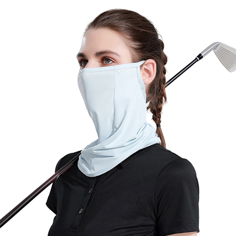 

Summer Nylon Cycling Face Mask Anti-UV Breathable Icy Outdoor Sports Neck Mask Hanging Ear Anti-dust Sunscreen Golf Scarf Women