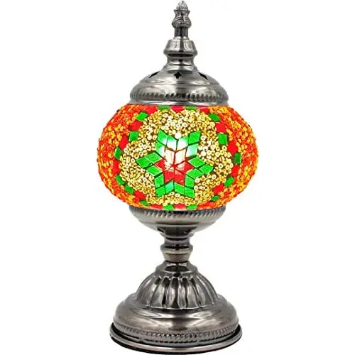 

Mosaic Lamp, stunning Handmade Turkish Moroccan Mosaic Glass Table Desk Bedside Lamp Light with Bronze Base (Multi-Colored 1)