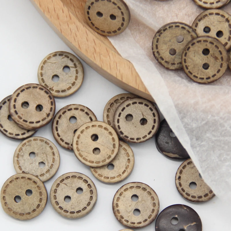 HENGC Natural Line Carved Wood Shirt Buttons For Clothing Small Children Doll Handmade Decorative Sewing Accessories Wholesale