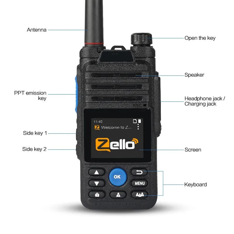 New POC Radio Real Ptt Zello Walkie Talkie 100 Km Amateur Android Two Way Radio Fishing Network Transceiver Interphone