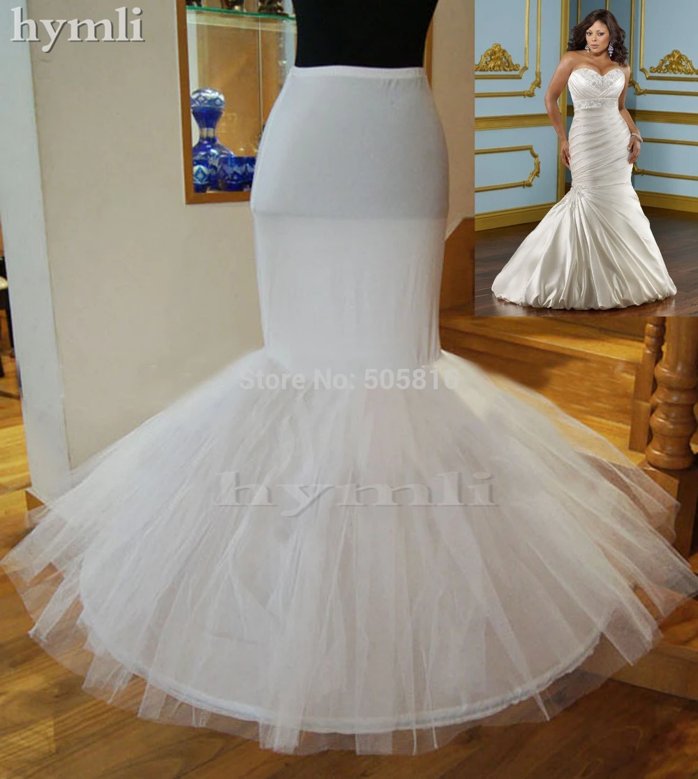 White Plus Size Lycra Waist Mermaid Petticoat Trumpet Style Wedding Gown Crinoline Underskirt Full Slip