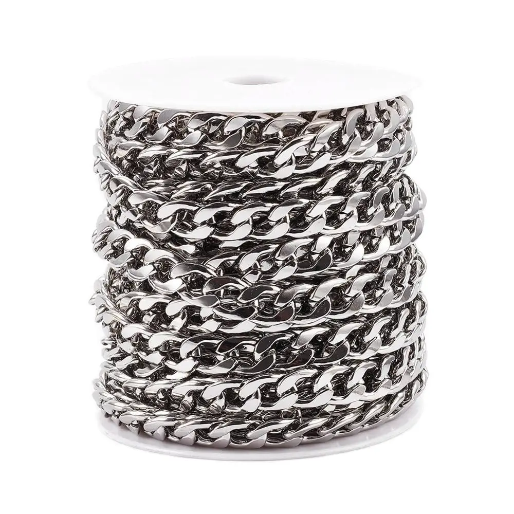 

10m Stainless Steel Curb Chains Unwelded with Spool For Men Women DIY Necklace Chokers Basic Punk Chains Bracelet Materials