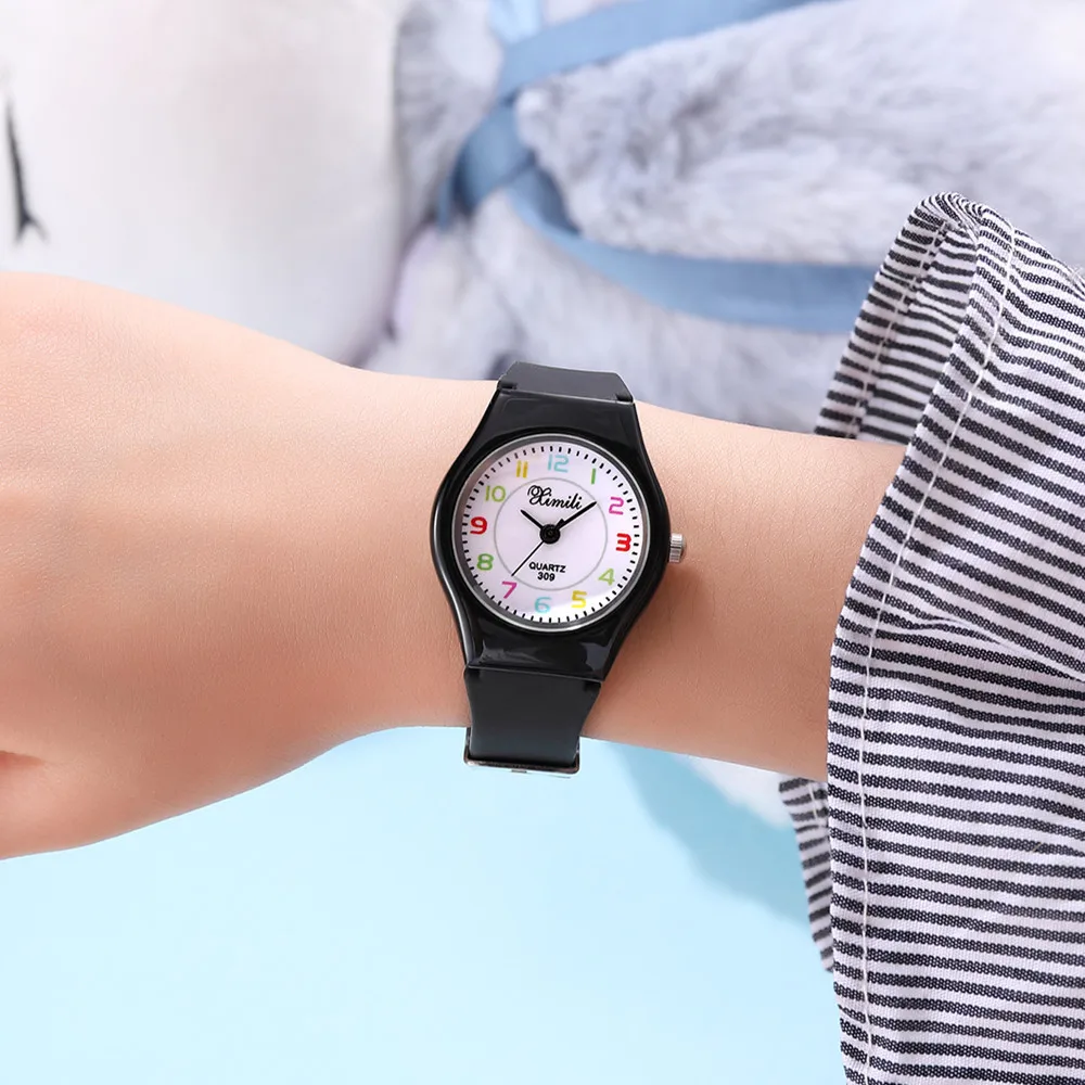 UTHAI-reloj deportivo de cuarzo CQ61 para niños y niñas, cronógrafo de pulsera informal para estudiantes, correa de silicona negra, rosa, nuevo 2020
