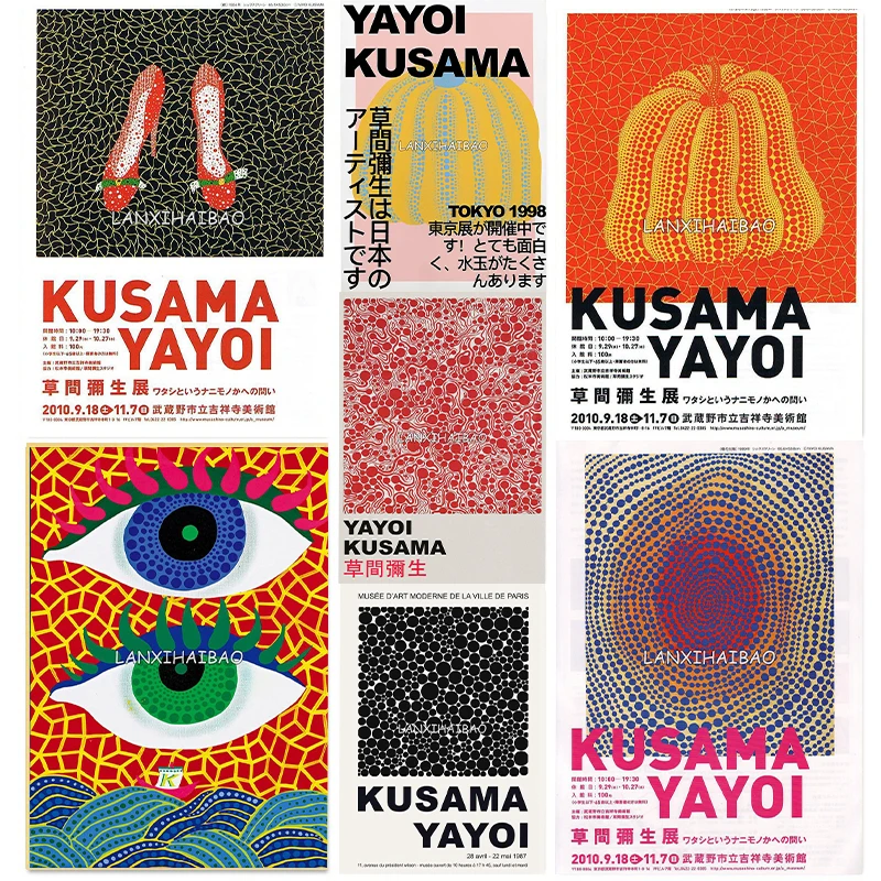 Yayoi Kusama White Card Abstract Nordic Posters And Prints Modern Wall Art Painting Gallery Decor Pictures For Living Room