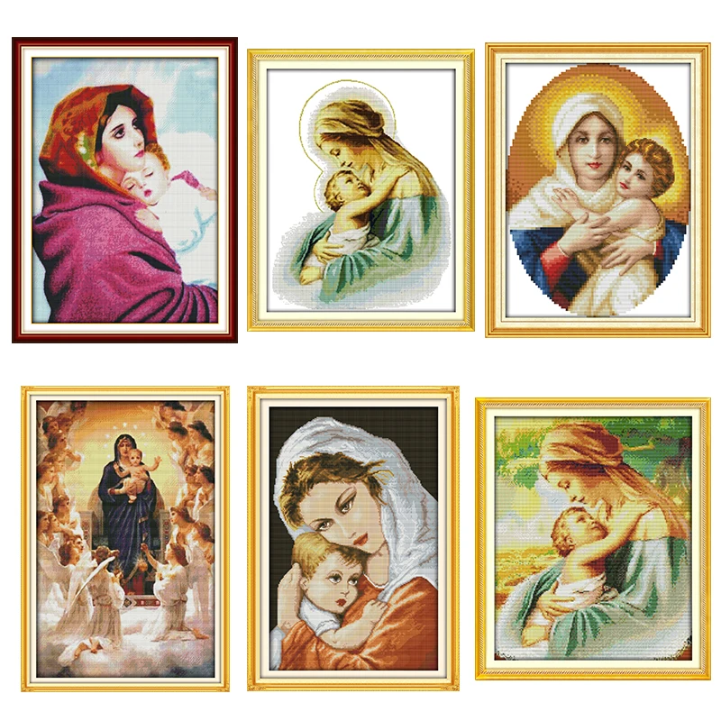 Madonna col Bambino di Modello di serie Count Punto Croce Kit 11CT 14CT Cucito Ricamo Carattere Religioso Pittura Decorativa