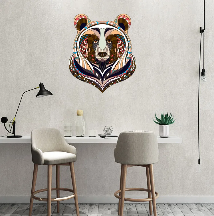 Three Ratels QC534 Creative animal totem decoration illustration Abstract tribal bear monkey wall sticker art for home decora