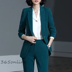 Abiti da lavoro formali da donna in tessuto di alta qualità Stili OL Tailleur pantalone Blazer professionali Set Set di pantaloni autunno inverno