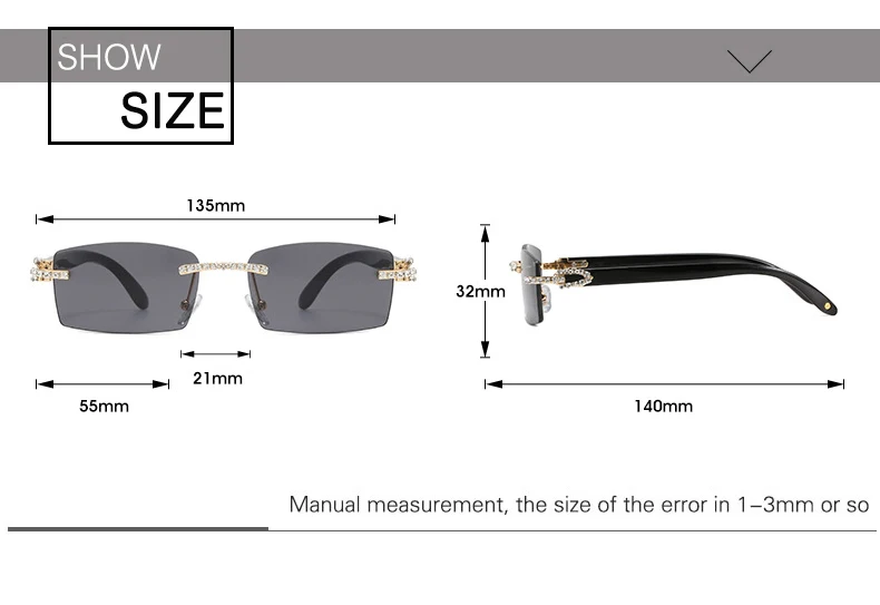 OEC-MANAGEMENT CPO Randlose Diamant Sonnenbrille Frauen Vintage Rechteck Sonnenbrille Weibliche Shades Strass Platz Brillen Gradient Farben – Detail 4