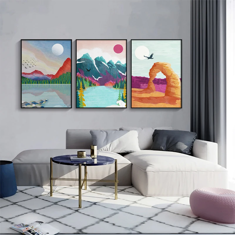 Arches Glacier Redwood Landscape Poster Print Abstract Wall Art Canvas Painting Decorative Picture for Living Room Home Decor