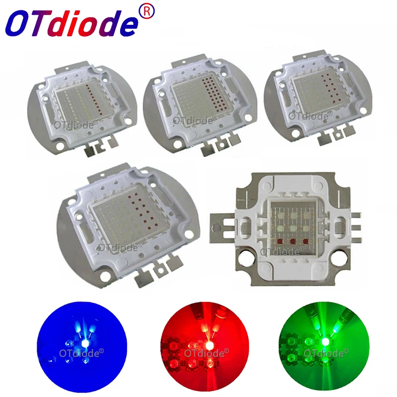 High Power LED Lamp Light Bulbs RGB / RGBW Chip 3W 10W 20W 30W 50W 100W Red Green Blue White Diode 3 10 20 30 50 100 W Watt COB