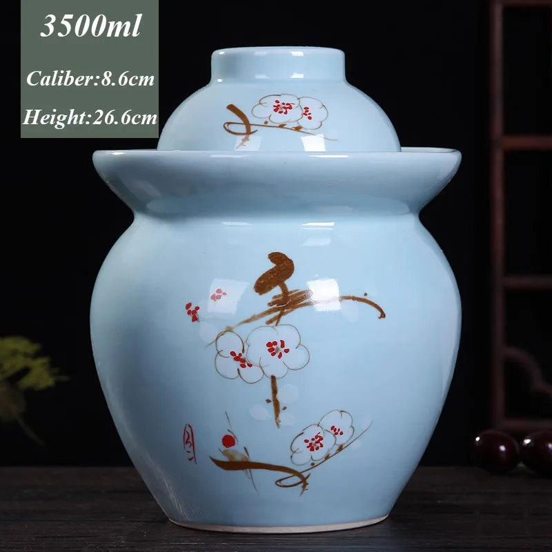 Jingdezhen Ceramic Pickle Jar Vegetable Pickling Jars Restaurant Kimchi Jar Pickles Container Kitchen Accessories Storage Sealed