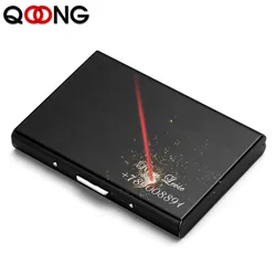 Tarjetero de Metal con letras personalizadas para hombre y mujer, estuche para tarjetas de crédito, negocios, identificación, Rfid, viaje, negro, resistente al agua