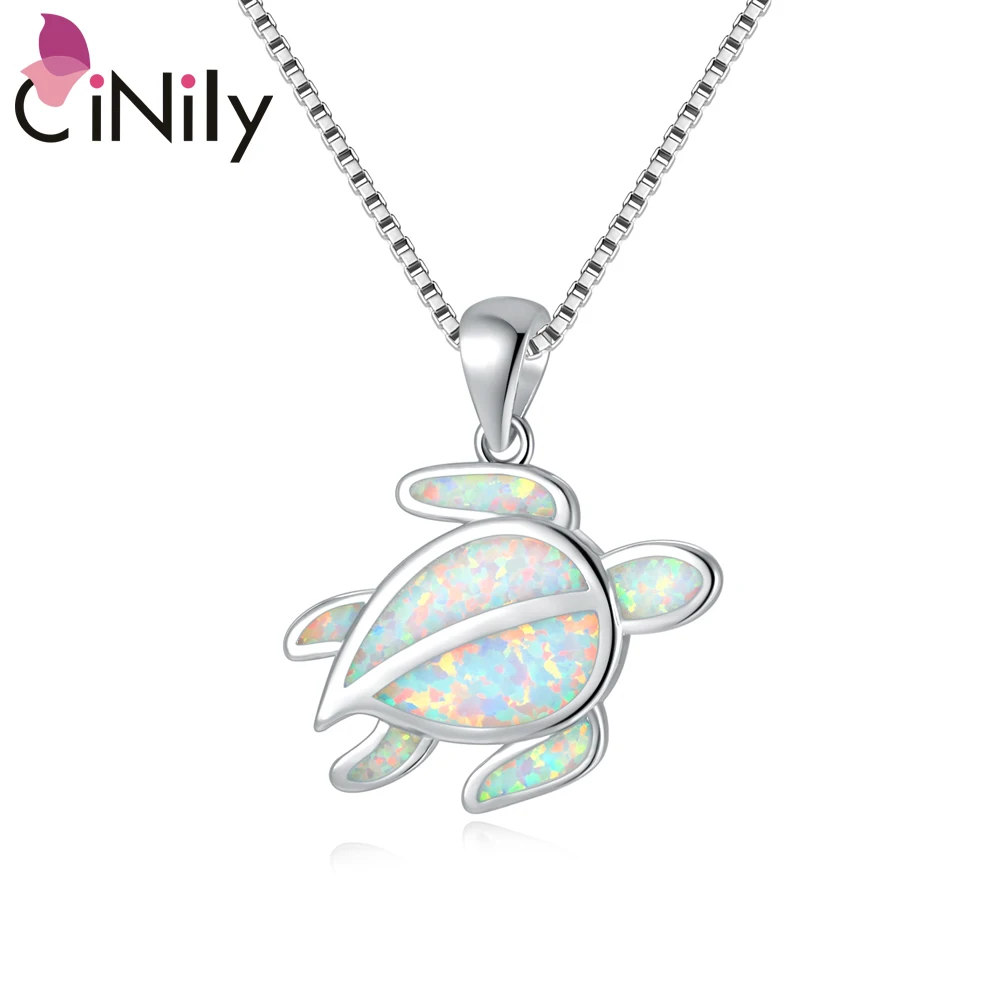 

CiNily New Delicate White Blue Fire Opal Silver& Rose Gold Women Jewelry Silver-plated Necklaces Pendant OD7113-15