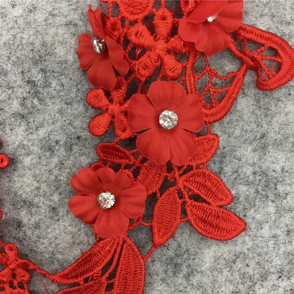 red Fabric Flower Venise Floral Lace Sewing Applique Lace Collar Neckline Collar Applique Diy Craft Neckline Sewing Accessories