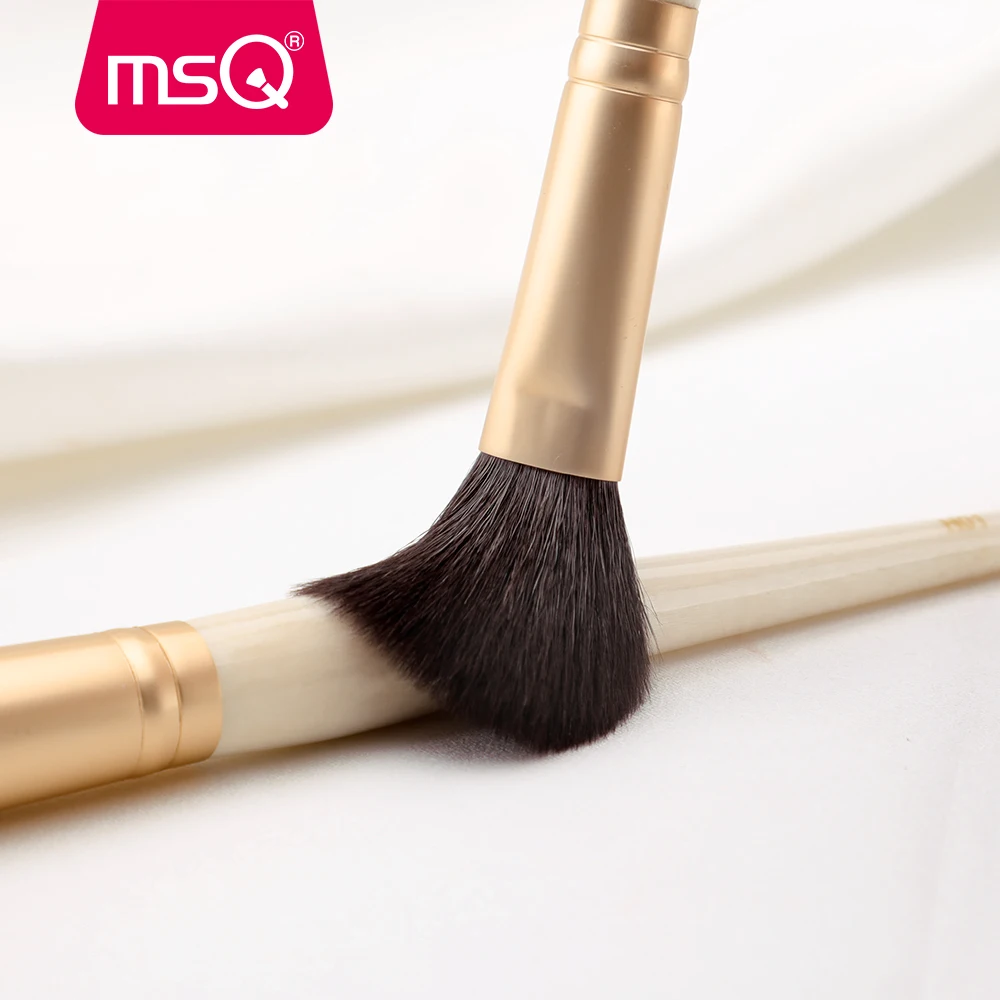 MSQ 2PCS Makeup Brushes Set Goat Hair Highlight Blusher Powder Large Make up Brush Kits Gold ferrule Natural Wood Handle