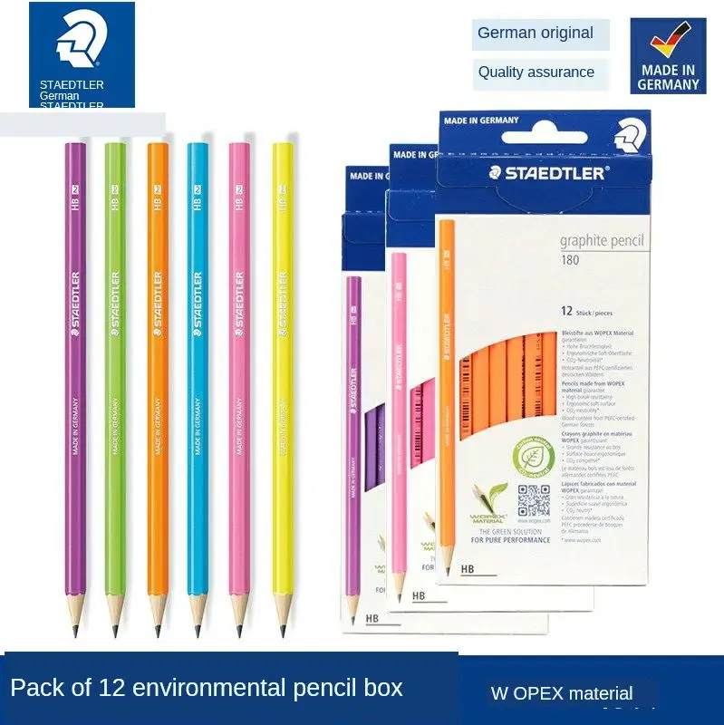 

12 комплектов Staedtler Wopex HB 180 HB, карандаш, набор из 12 графитовых и цветных карандашей из материала WOPEX