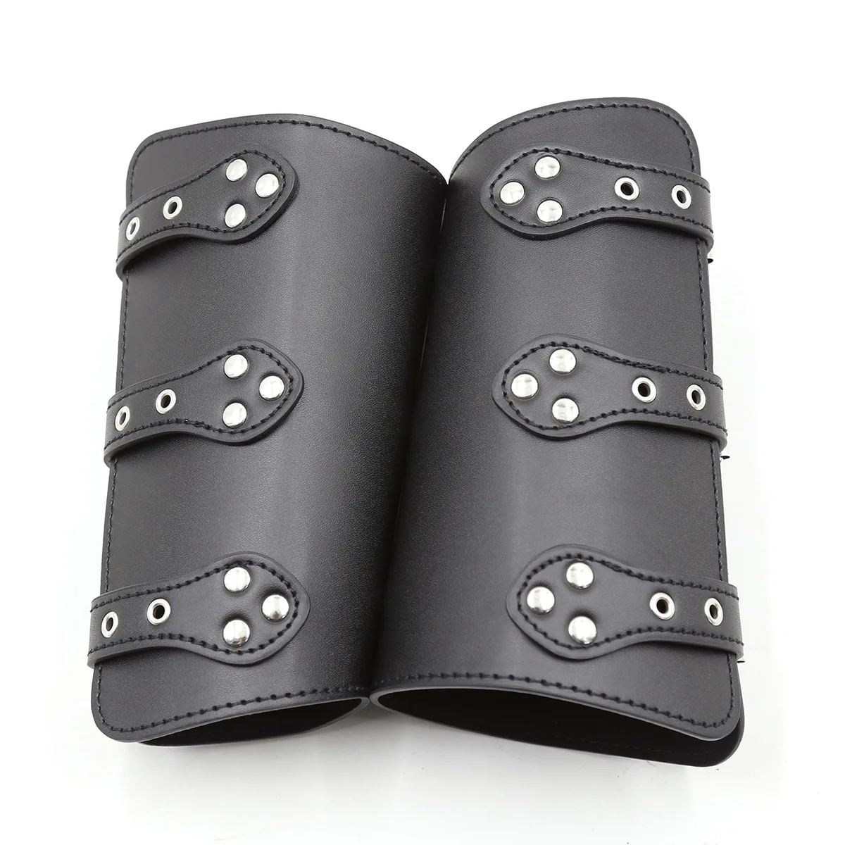 PU Leather Double Wrist Arm Binder Wristband Cuffs String Steampunk Bracers Cosplay Props BDSM Bondage Adult Game Sex Toys