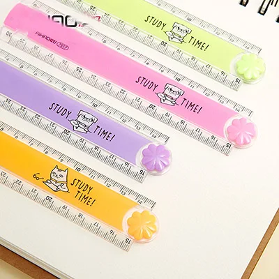 30CM Student Ruler Cute Kawaii Study Time Color Folding Ruler Multifunction DIY Drawing Rulers For Kids Office School Stationery