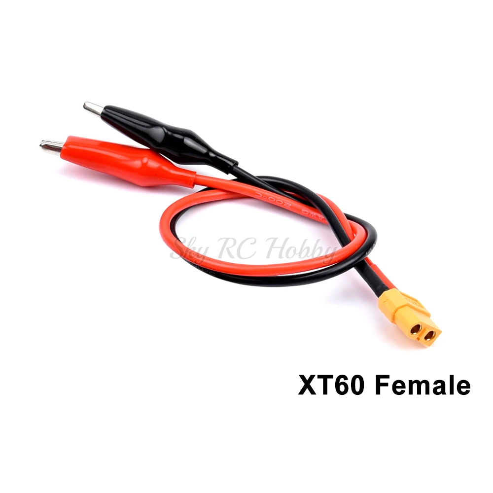 1PCS Universal Charger Kabel XT60 Pria/Wanita Konektor untuk Klip Buaya Konektor Plug 14AWG Kawat Kabel