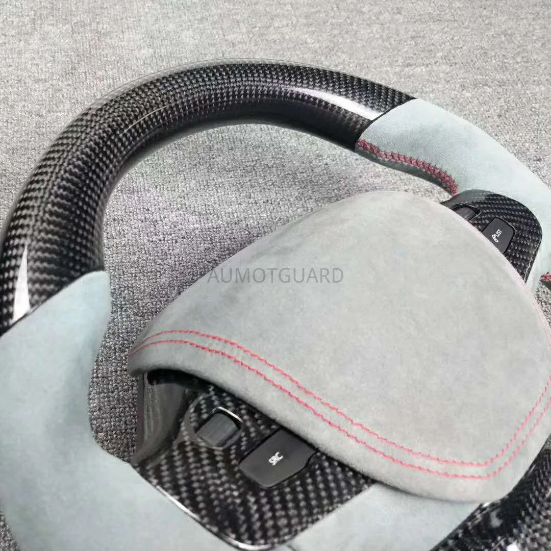 Cuatomized Real Carbon Fiber Sports Steering Wheel Alcantara Leather compatible for Peugeot 308