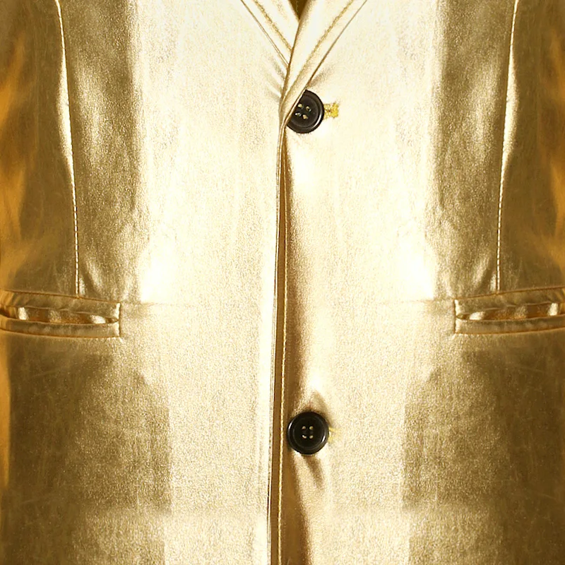 Blazer metálico dourado brilhante masculino, jaqueta slim fit, festa de boate, fantasia de cantora de baile, marca de moda, 2022