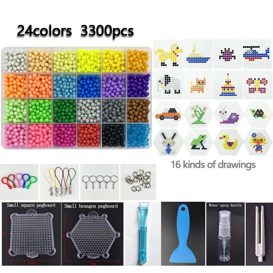 5MM Hama Beads Puzzle Perlen beads DIY Magic Water Spray Beads Set Ball Games 3D Handmade Toys for girls Children