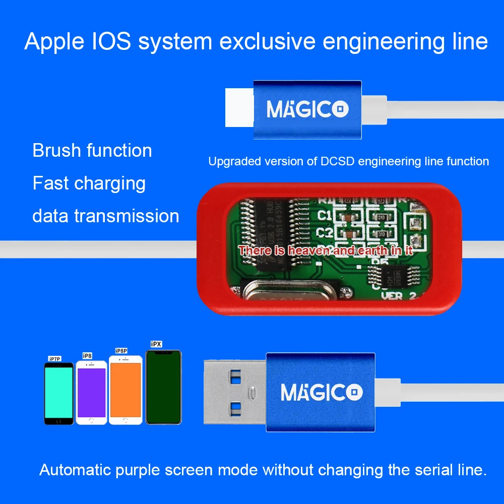 MAGICO 2nd Generation DCSD Alex Cable Test Engineering Cable Purple Screen Cable for iPhone to Rewrite Nand Data to SysCfg