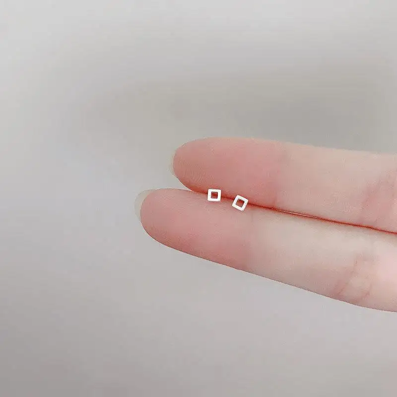 Geometric Square Stud Earrings For Women Hollow Cube Ear Partner Korean Fashion Simple Exquisite Female Party Jewelry Wholesale