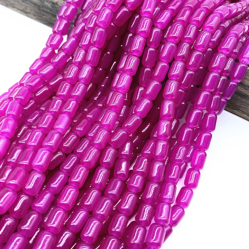 30pcs 6*8mm Cylindrical Glass Beads Spacer Loose Charm Bead Jewelry Making Accessory #ZZ04