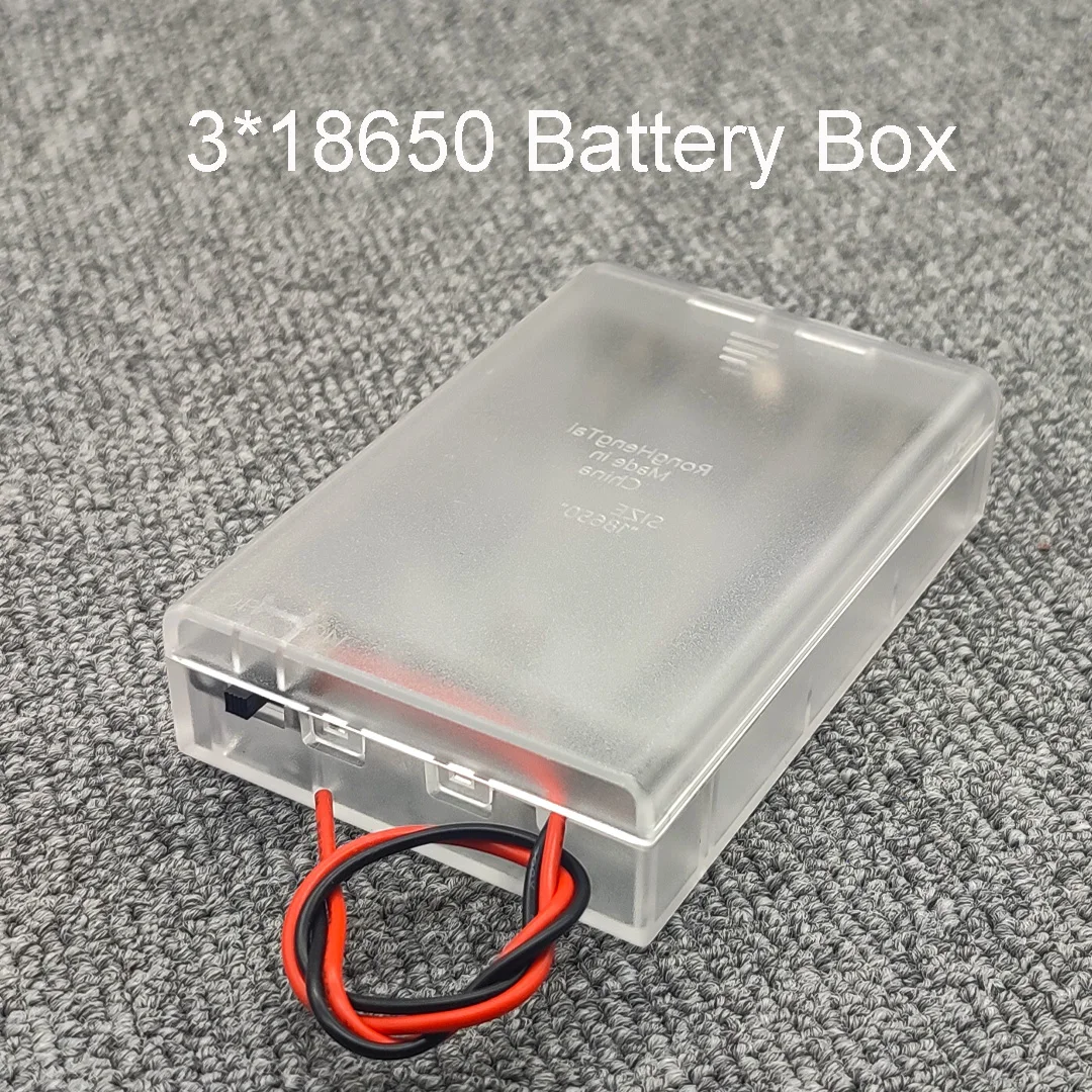 18650 Battery Box DIY Battery Holder 3X18650 Case Series With Switch Cable With Cover 3*18650 Welding-free Transparent