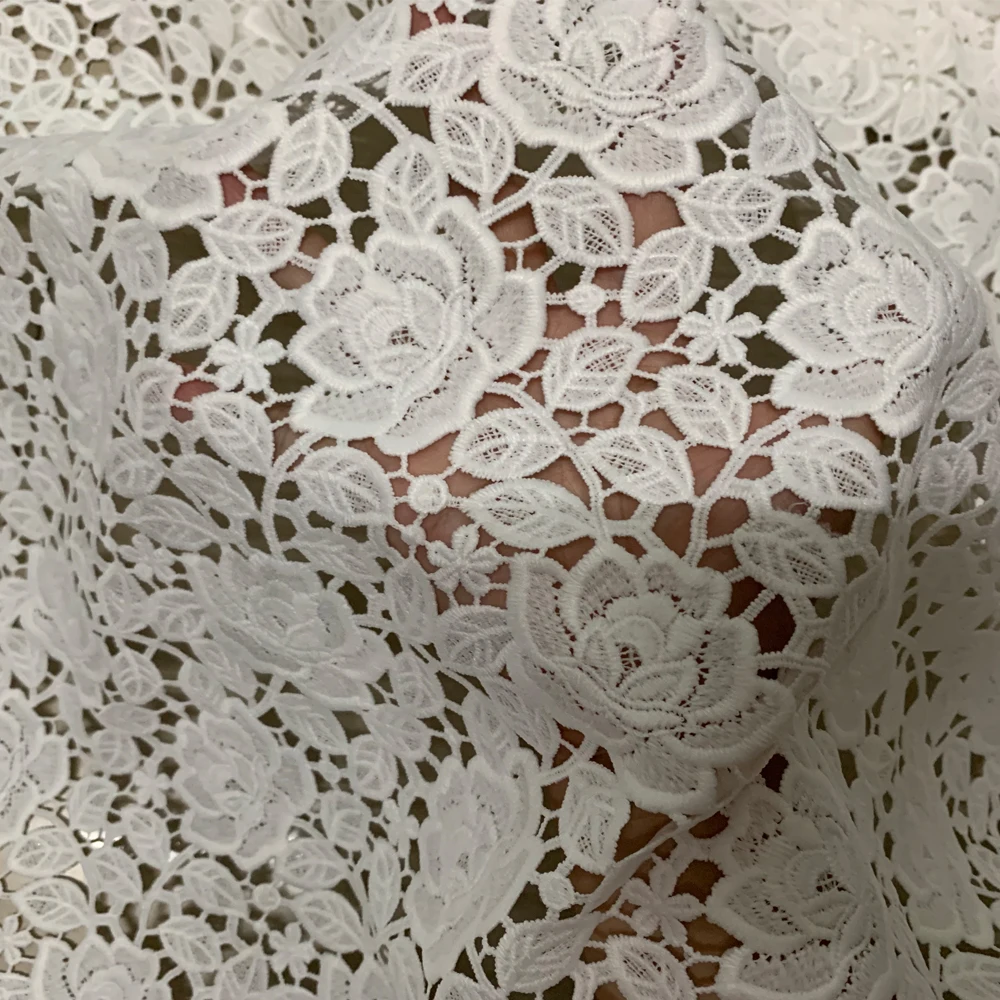 5yards Latest African Water Soluble Milk Silk Lace Fabric For Wedding Dress 2019 High Quality Nigerian Guipure Cord Lace Fabric