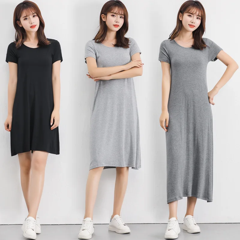 

women TShirt Dress Casual O Neck short sleeve Modal A-line Bottoming-dress 80 to 115cm