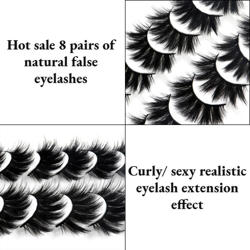 5/7/8 pairs 3D mink Lashes ,soft fluffy natural false eyelashes，individual eyelash extension, makeup tools lashes wholesale