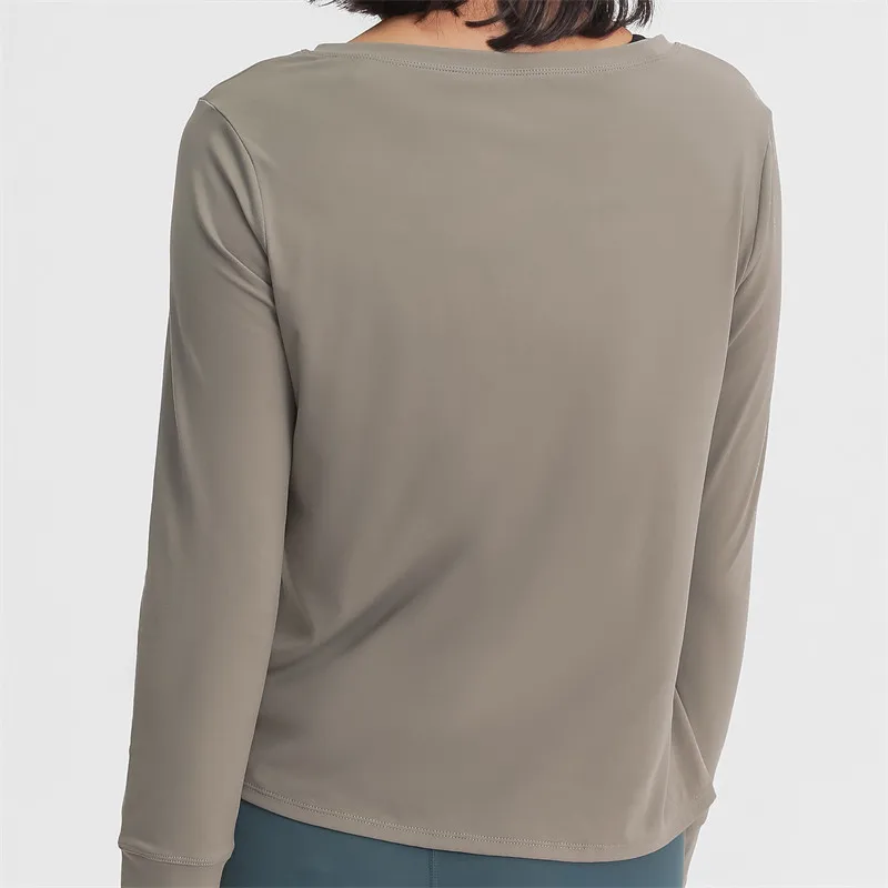 Nepoagym LIFEGO Tie Side Long Sleeve Workout Tops Women Loose Fit Yoga Top Brushed Fabric Lightweight Sports Shirt Yoga Tops