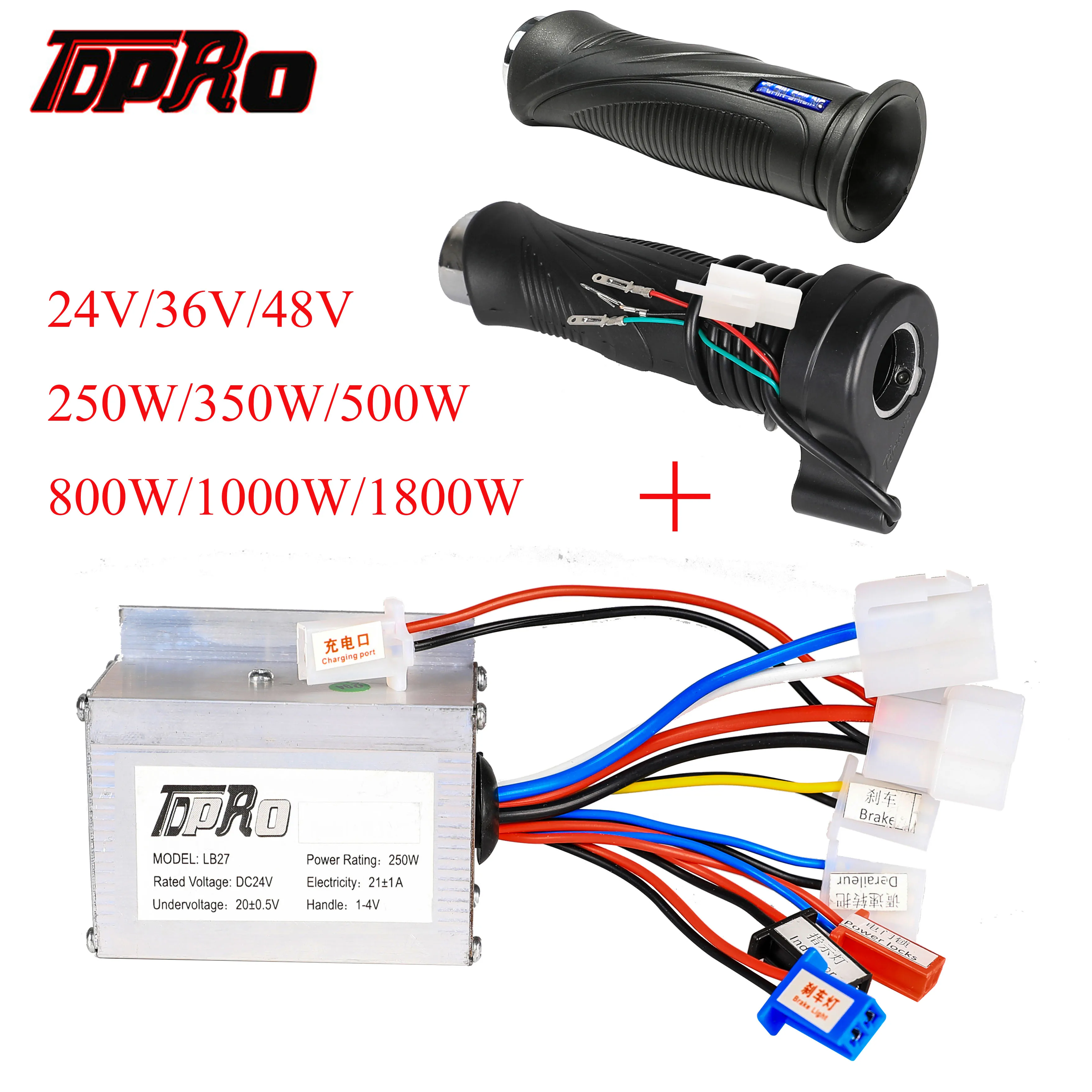 TDPRO-controlador de velocidad para bicicleta, cepillo de Motor de 24V/36V/48V, 350/500/800/1000W, acelerador, agarre de giro para Scooter, ATV,