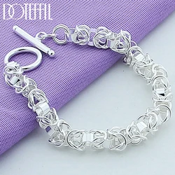 DOTEFFIL 925 Sterling Silver Interlocking Circle Chain Bracelet For Woman Charm Wedding Engagement Fashion Jewelry