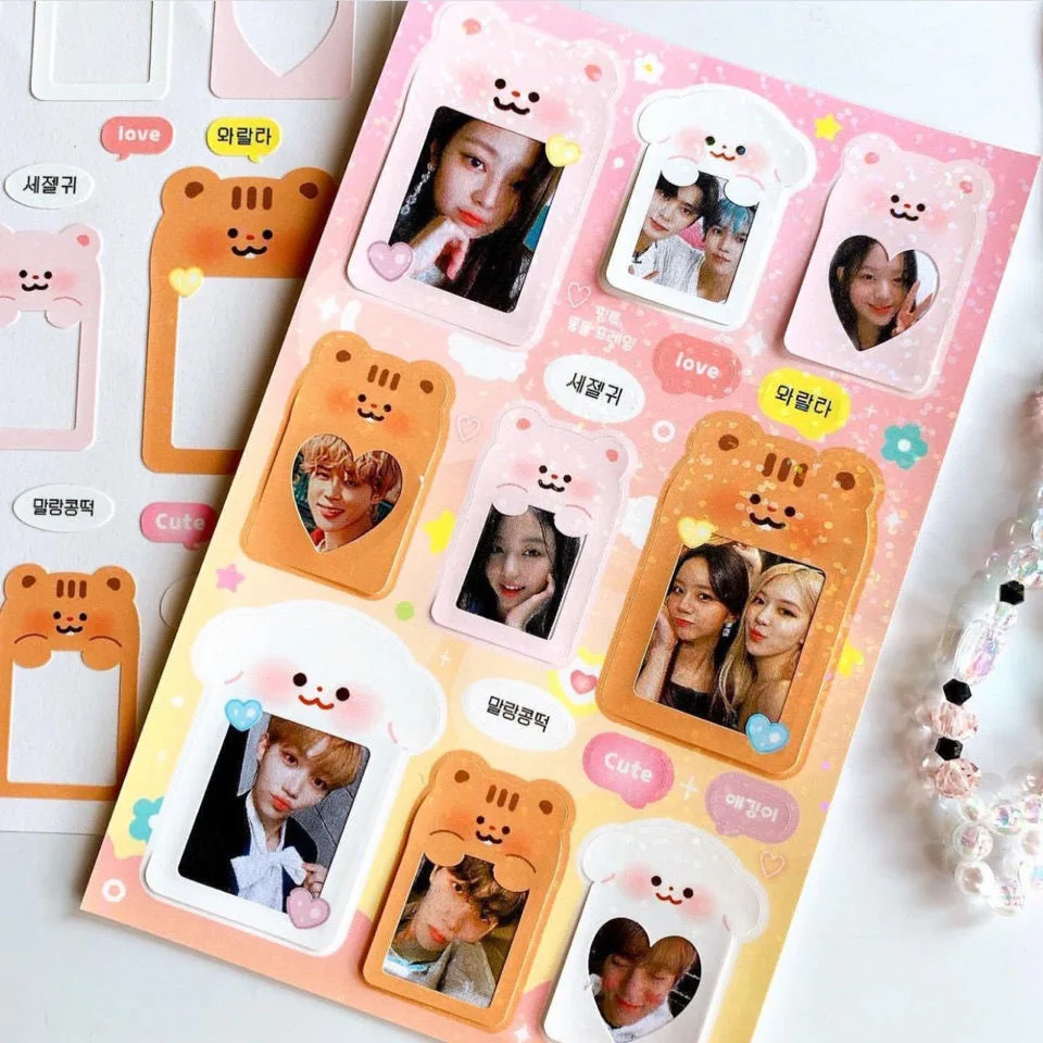 Korean Ins Kawaii Love Photo Album Frame Tags Sticker Polaroid Idol Card Scrapbook Cute Stationery Decorative Sticker Aesthetic