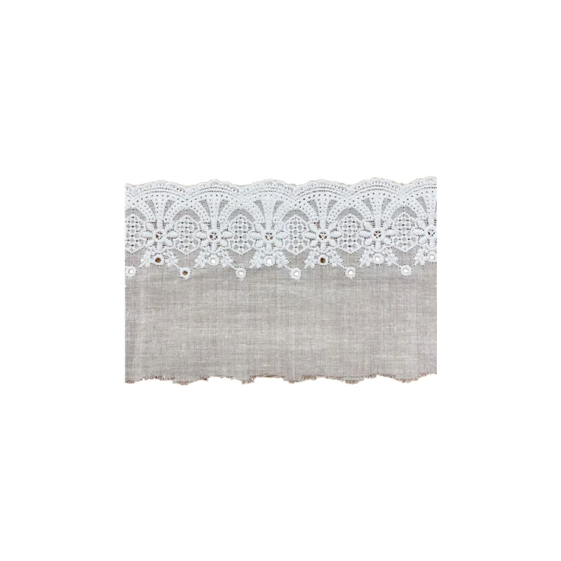 9CM Width 3Yards Hollow Embroidery Flower White Cotton Lace Fabric DIY Wedding Cloth Sewing Garment Accessories