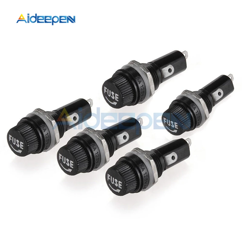 10Pcs/lot 5x20mm Fuse Holders 5x20 mm Black Insurance Tube Socket Fuse Holder 10A 250V AC 15A 125V AC For 5*20MM Insurance Panel